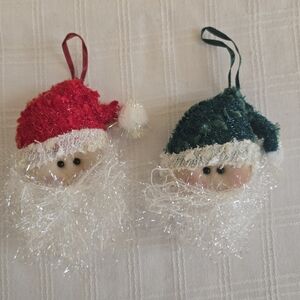 Lot Of 2 Vintage Glitter Pantyhose Santas Adorable Kitsch 80's Christmas Fun‎